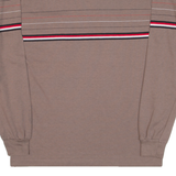 CAMPUS Mens Polo Shirt Brown Striped Long Sleeve M