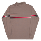 CAMPUS Mens Polo Shirt Brown Striped Long Sleeve M