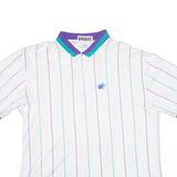 BOAST Mens Polo Shirt White Striped L