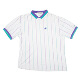 BOAST Mens Polo Shirt White Striped L