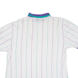 BOAST Mens Polo Shirt White Striped L