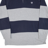 CHAPS Mens Polo Shirt Grey Striped Long Sleeve L