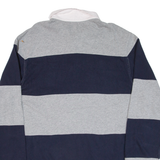 CHAPS Mens Polo Shirt Grey Striped Long Sleeve L
