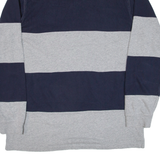CHAPS Mens Polo Shirt Grey Striped Long Sleeve L