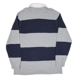 CHAPS Mens Polo Shirt Grey Striped Long Sleeve L