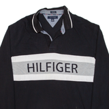 TOMMY HILFIGER Mens Polo Shirt Black Long Sleeve XL