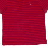 TOMMY HILFIGER Mens Polo Shirt Red Striped L