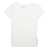 CALVIN KLEIN JEANS Womens T-Shirt White V-Neck M