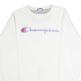CHAMPION Womens Sweatshirt White Crew Neck M