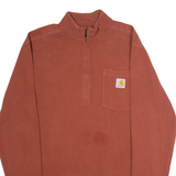 CARHARTT Relaxed Fit Mens Sweatshirt Red 1/4 Zip S