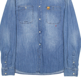 REPLAY Mens Plain Shirt Blue Long Sleeve M