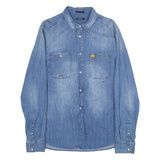 REPLAY Mens Plain Shirt Blue Long Sleeve M