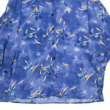 COLDOR Womens Hawaiian Shirt Blue Floral Long Sleeve XL