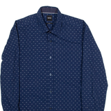 BOSS Slim Fit Mens Plain Shirt Blue Long Sleeve S