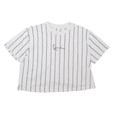KARL KANI Cropped Striped Womens T-Shirt White Crew Neck S