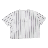 KARL KANI Cropped Striped Womens T-Shirt White Crew Neck S