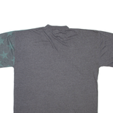 Mens T-Shirt Grey Button Neck L