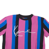 KARL KANI Cropped Striped Womens T-Shirt Pink Crew Neck S