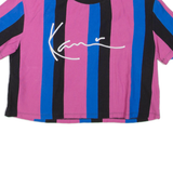 KARL KANI Cropped Striped Womens T-Shirt Pink Crew Neck S