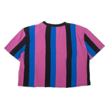 KARL KANI Cropped Striped Womens T-Shirt Pink Crew Neck S