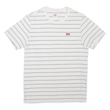 LEVI'S Striped Mens T-Shirt White Crew Neck XS