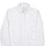 TOMMY HILFIGER Womens Shirt White Crazy Pattern Long Sleeve UK 4