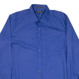 DKNY Mens Plain Shirt Blue Long Sleeve XL