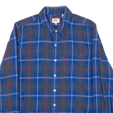 LEVI'S Mens Flannel Shirt Blue Check Long Sleeve S