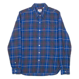 LEVI'S Mens Flannel Shirt Blue Check Long Sleeve S