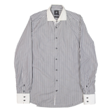 PIERRE CARDIN Smart Cut Mens Shirt Grey Striped Long Sleeve S