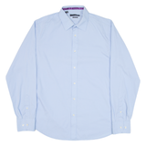 RENATO CAVALLI Slim Line Mens Plain Shirt Blue Long Sleeve M