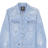 G-STAR RAW Distressed Womens Denim Shirt Blue Long Sleeve XS