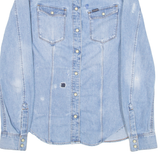 G-STAR RAW Distressed Womens Denim Shirt Blue Long Sleeve XS