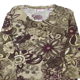 Womens Printed Top Green 3/4 Sleeve Floral M