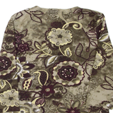 Womens Printed Top Green 3/4 Sleeve Floral M
