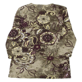 Womens Printed Top Green 3/4 Sleeve Floral M