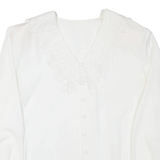 Womens Blouse White V-Neck Long Sleeve L