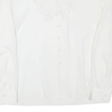 Womens Blouse White V-Neck Long Sleeve L