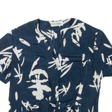 WEINBERG PARIS Womens Printed Blouse Blue V-Neck M