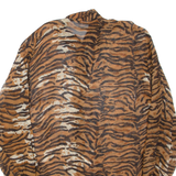 Sheer Womens Printed Shirt Brown Collared Long Sleeve Animal Print XL