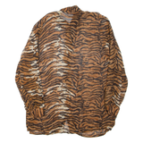Sheer Womens Printed Shirt Brown Collared Long Sleeve Animal Print XL