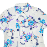 Womens Printed Shirt White Collared Floral L