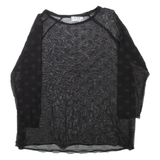VRS WOMAN Sheer Womens Top Black 3/4 Sleeve Spotted S