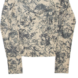 CHICOREE Sheer Womens Printed Top Beige Long Sleeve Floral S