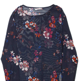 CAMAIEU Sheer Womens Printed Top Blue Long Sleeve Floral M
