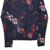 CAMAIEU Sheer Womens Printed Top Blue Long Sleeve Floral M