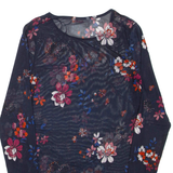 CAMAIEU Sheer Womens Printed Top Blue Long Sleeve Floral M