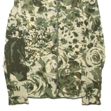 OUI Sheer Womens Printed Top Green Collared Long Sleeve Floral S