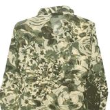 OUI Sheer Womens Printed Top Green Collared Long Sleeve Floral S