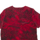 Womens Printed Blouse Red V-Neck Floral M